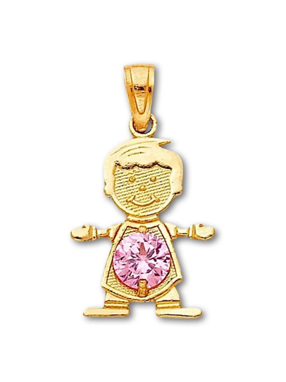 14K Solid Gold October Birthstone Boy Charm By Tehrani Jewelry